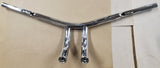 31.75 Wide Chrome Carlini Design Super Sweep 1.25" T-Bars Handlebars Dimpled New