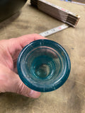 Vintage Aqua Glass Telegraph Insulator Dome Top 3" Aqua Bubbles 1800's Railroad