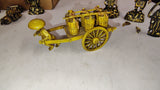 Vintage Japanese Celluloid Seven Lucky Gods Figurines & Barrel Cart Set