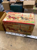 vintage 50s German "Arabian" wind-up harness racing trotter Sulky toy Box Minty
