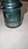 2 Vintage Hemingray No 9 Aqua Glass Insulators Patent May 2 1893 Lot