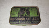 Vtg 1920s Art Deco Household Nail Box Litho Metal Tin For Every Purpose