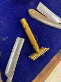 Vtg Shaving Display Straight Safety Razors Boker Imperial Gillette Brush Box Lot