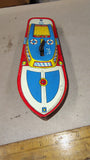 Vintage Ohio Art Co Tin Litho Wind-Up Cabin Cruiser Toy Boat