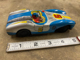 Vintage Tin Toy Race Car Friction Driver Figure Blue Silver 5 Haji Japan Mansei