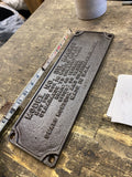 Sears Cast Iron Fireplace Log Lighter Plate Antique Cast Sign Mobile home Advert
