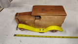 1970's Ingomar Toy Co Wooden Delivery Truck Coin Piggy Bank Yellow Fenders Rare