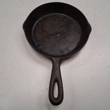 Vintage Favorite Piqua Ware No. 3 Cast Iron Skillet 6 1/2 Inch Smiley Logo 1920s
