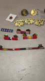 Vintage WWII US Army Military Ribbon Bar Lot Lapel Pins Insignia Cap Badges MYF
