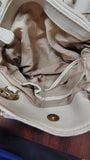 Nicole Miller Quilted White Shoulder Bag Gold Chain Link Satchel Handbag Purse