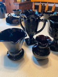 Vtg L.E. Smith Black Amethyst Dancing Nymph vases Glassware Antique Candle hold