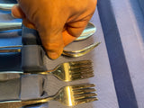 Vtg Stainless Steel Silverware Set Wooden Box Insico Mid modern 50's Flatware