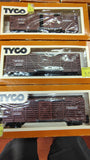 Vintage Tyco HO Scale Train Lot: 11 Boxed Cars, Santa Fe Engine, Tracks, Bridg