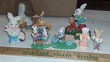 Vintage Easter Figurine Lot 15 Pc Resin Porcelain Bells Jubilee Bunny Family Box