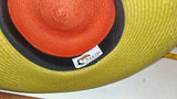 Vintage Toucan Collection NY Wide Brim Woven Straw Sun Hat Orange Green Ribbon