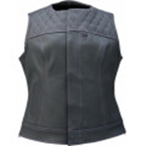 Z1R Women's Werk Vest - Black - XL PURPLE STITCHING LEATHER Motorcycle biker