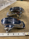 Harley OEM Logo Chrome Rear Axle Covers Pair 44346-06 Dyna FXD Street Bob Glide