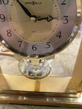 Vintage Howard Miller Brass Desk Clock Floating Dial Gold tone Quartz Japan