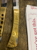 Vintage Brass Pocket Knifes 4" Folding Egyptian hieroglyphics Lockback Blade Lot