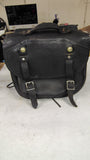 Vintage Black Leather Motorcycle Throwover Saddlebag Shovelhead Sportster 12"
