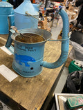 Vintage Blue Metal Oil Can Flexible Spout Taos New Mexico Bear Handpainted Art