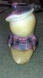Rare 1950s American Bisque Ceramic Chick Cookie Jar Plaid Jacket Beret Mint USA