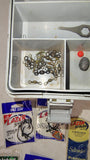 Vintage Flambeau Tackle Box Lot with Mixed Hooks, Tackle & YUM Lure!