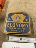 Vtg Economy First Aid Kit Box Advertising Auto Home General Store Display Prop