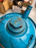 Vtg Blue Metal utility/oil gas can Arizona Route 66 Art Decor Handpainted Garage