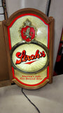 Vintage Strohs Beer Light Up Sign Fire Brewed Bar Man Cave WORKS!