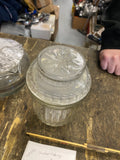 Anchor Hocking Clear Ribbed Jar Canister Moravian Star Glass Lid Airtight Seal