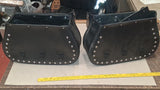 Universal Studded Black Synthetic Leather Motorcycle Saddlebags Eagle Bolt On