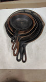 Vintage Cast Iron Skillet Lot (5) Wagner Ware Sidney O & Unmarked Estate Find