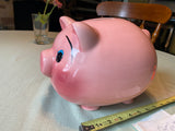Vintage Pink Ceramic Piggy Coin Bank Large Mid Modern Century Collectible 50's