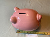 Vintage Pink Ceramic Piggy Coin Bank Large Mid Modern Century Collectible 50's