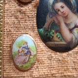 Vintage Mid Century Rococo Fragonard Revival Miniature Porcelain Portrait Frame