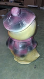 Rare 1950s American Bisque Ceramic Chick Cookie Jar Plaid Jacket Beret Mint USA