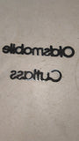 Vintage Oldsmobile Cutlass Chrome Emblem Badge Script Nameplate Pair Set OEM