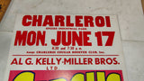 1950's- 1960's Al G. Kelly-Miller Bros. Circus Poster Charleroi PA June 17