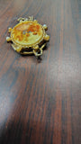 Vintage Fragonard Courting Couple Porcelain Gold Tone Locket Tassel Pendant