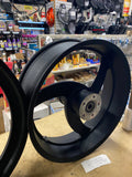 Mag Wheels billet Chopper 5.5x18 2.25x21 Softail 3/4 Wrinkle Black Custom Wide G