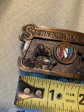 Vtg Buick Service Masters Brass Belt Buckle 70s Collect Wild Cat Mechanic Tech