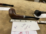 vintage Algerian briar Smoking pipe smooth brown bowl and a silver-tone band