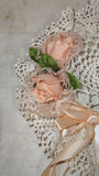 2 Vtg Shabby Chic Crochet Doily Bonnet Hat Wall Hanging Flower Lot 1980s