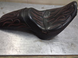 Custom Corbin Seat Dual Saddle Red Flame 84-99 Harley Softail FXST Badlander