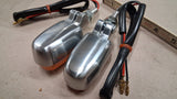 Emgo 61-75660 Mark II Polished Aluminum Mini Amber Motorcycle Turn Signals