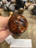 Antique brown marble-swirl Door Knob Set Bennington? Porcelain Spindle Art Deco