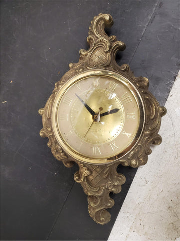 Vintage Roman numeral brass clock By: United Clock Corp. Brooklyn Model No. 84