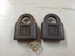2 Vtg Yale & Town MFG Co brass padlocks lot one with key Stanford, Conn USA