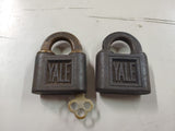 2 Vtg Yale & Town MFG Co brass padlocks lot one with key Stanford, Conn USA